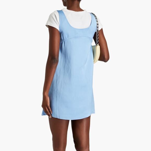 NWT Frame Scoop Neck Micro Flare Dress in Blue - Picture 2 of 13